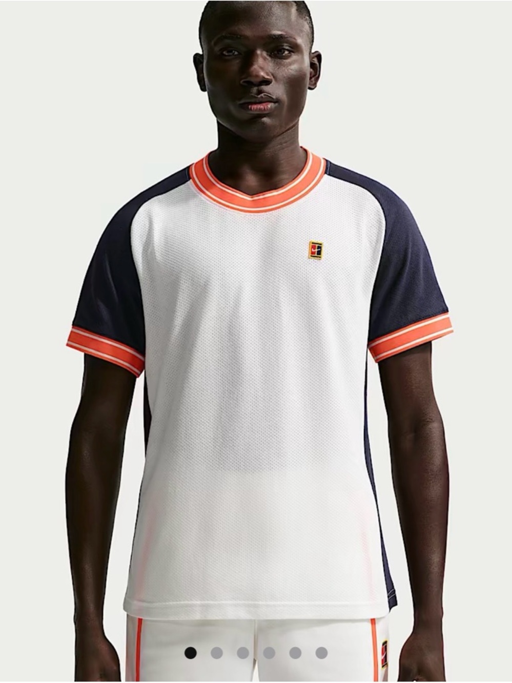 Nike Court Heritage Short Sleeve Tennis Top FN0318 133 Sail/Dark Obsidian Sz L